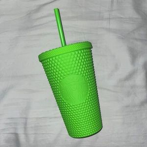 Green studded Starbucks tumbler